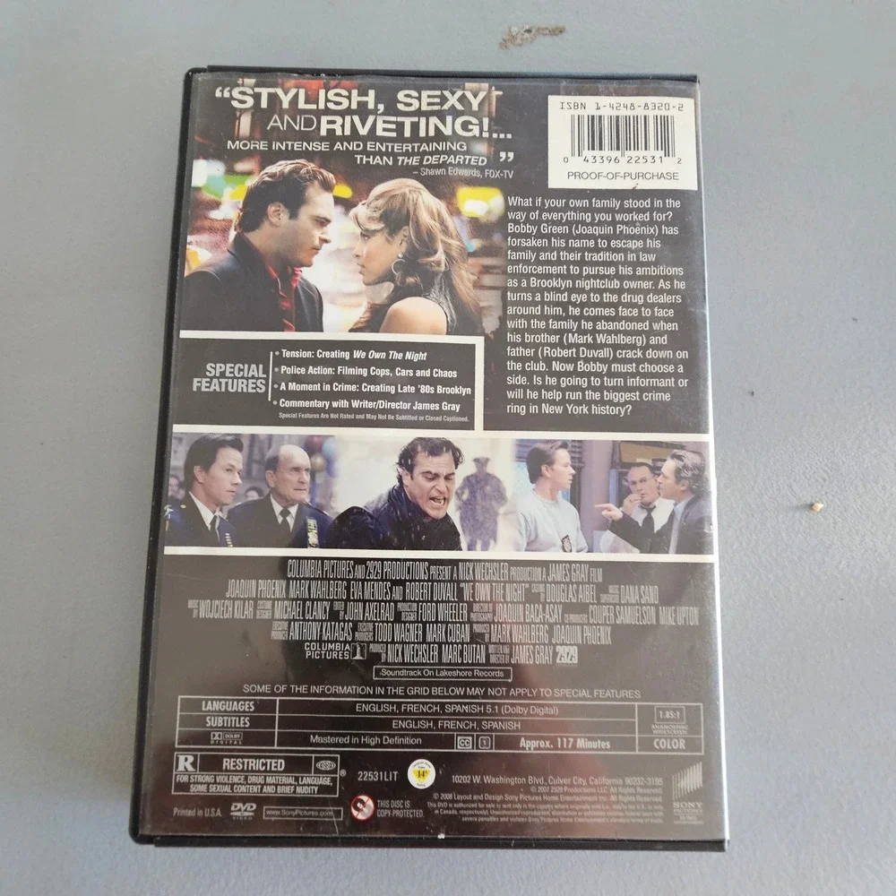 We Own The Night DVD Joaquin Phoenix Mark Wahlberg Crime Drama 2007 Movie